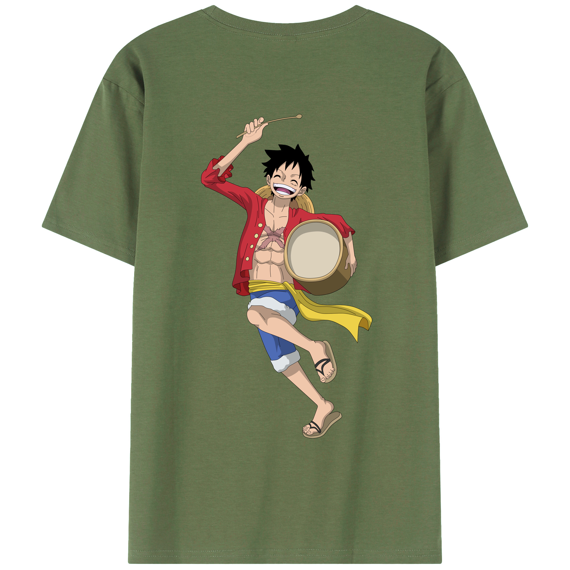 ワンピース モンキー・D・ルフィ ONE PIECE Monkey D. Luffy 綿100％ メンズ半袖Tシャツ（バックプリント） 通気性